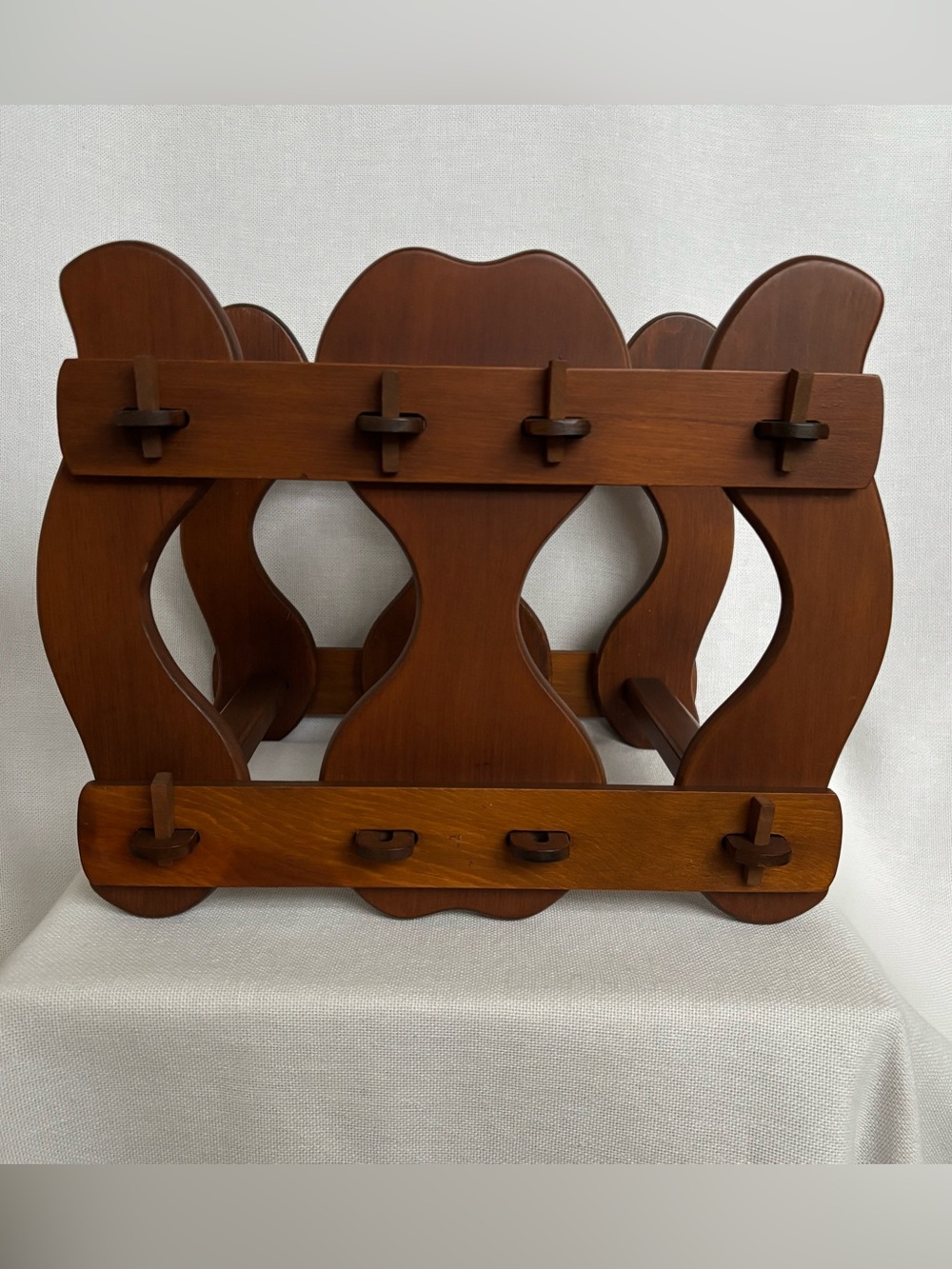 Wooden MCM Or Arts and Crafts Wine Rack Mission Style Solid Wood 14”W x 11”H